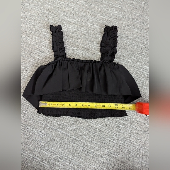 Forever 21 Black Smocked Ruffle Crop Top - Picture 8 of 11